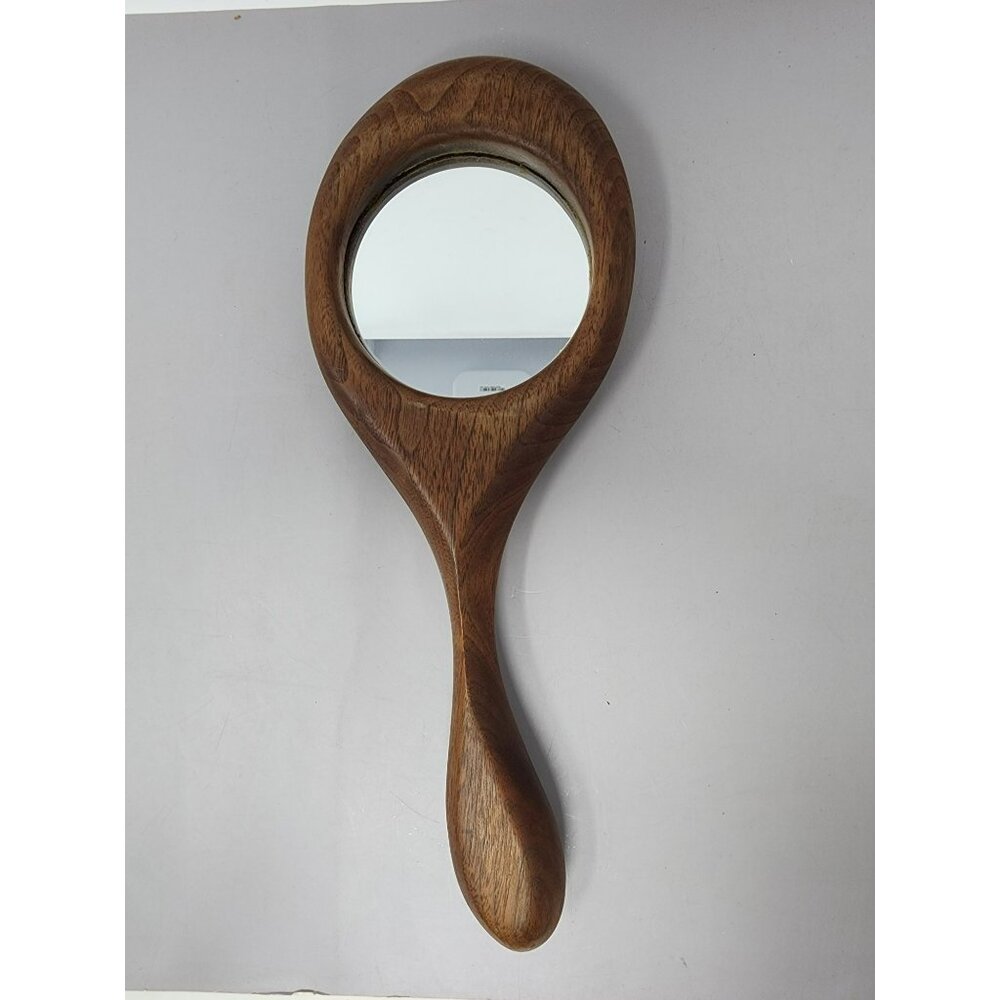 Vintage Handcrafted Wooden Hand Mirror With Floral Inlay Design‎
